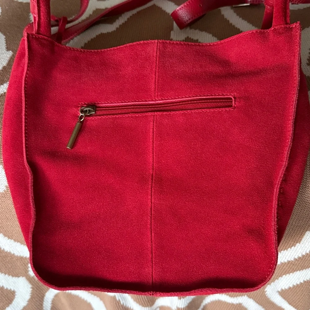 The Sak Los Feliz Scarlet Red Suede Hobo Bag Handbag Purse - Picture 15 of 16